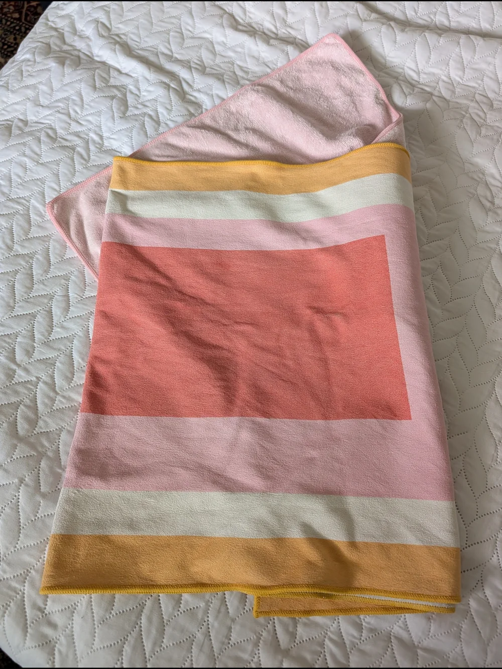 Two Microfiber Towels in Pink, Coral & Yellow